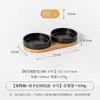Cuenco de Color Sólido Mate con Borde Recto y Bandeja de Bambú, Cuenco Cerámico para Mascotas, Cuenco para Gatos, Cuenco para Perros, Cuenco de Agua, Cuenco Antiderrames para Comida