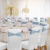 Alças de Flor com Laço para Encosto de Cadeira Capa Elástica para Cadeira de Hotel Casamento Camada Única Argola Personalizada Venda Quente Transfronteiriça Capa para Cadeira de Jantar Casamento