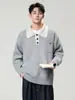 Ropa para Hombre ACU Suéter de Color de Contraste para Hombre 2026 Otoño/Invierno Nuevo Llegada Estilo Decorado con Botones Marca de Moda Top de Punto para Hombre