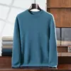 Suéter pullover de cachemira premium engrosado para otoño e invierno, nuevo, corte holgado, para hombre, cuello redondo, manga larga, sencillo, básico de lana