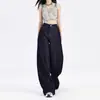 Jeans Versátil de Perna Reta Slim-Fit para Mulheres, Calças de Cintura Alta Slimming Wide-Leg 2025, Calças Compridas