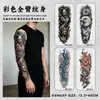 Pegatina de Tatuaje a Color para Brazo Completo Estilo Europeo y Americano Hombres Impermeable Duradero Cuerno de Carnero Diablo Águila Calva Brújula Pavo Real Serpiente