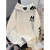 Sudadera con capucha de moda retro americana de marca trendy con estampado de letras para hombre, Otoño/Invierno, corte holgado, chaqueta versátil y moderna