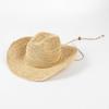 Sombrero vaquero de paja de rafia tejido a mano casual de moda primavera y verano con cuerda para atar, a prueba de viento, protector solar, sombrero de paja, marea