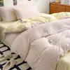 Conjunto de cama de quatro peças estilo ins cream todo em algodão cor sólida simples estilo japonês lençol de algodão puro duas cores capa de edredom dormitório conjunto de três peças 4