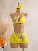 Maiô de Tricô Três Peças Novo Estilo Europeu e Americano para Mulheres, Biquíni Vazado, Moda Sexy para Férias na Praia, Moda Transfronteiriça