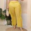 Calça de Praia Feminina Transfronteiriça Europeia e Americana Plus Size Feminina com Babados Sexy de Renda Transparente F190560