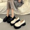Populares Zapatos de Cuero Pequeños de Suela Gruesa Estilo Británico para Mujer Verano jk Zapatos Mary Jane 2022 Nuevos Mocasines Negros Franceses
