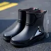 Botas de lluvia talla 39-48, impermeables, con puños elásticos, estilo hombre, aptas para uso en cocina, antideslizantes, con forro de polar para abrigar