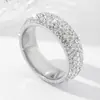 Anillo de Acero de Titanio con Diamantes de Cinco Filas Transfronterizo Europeo y Americano, Sensación de Nicho de Gama Alta, Anillos de Pareja Cerrados, Joyería para Manos al por Mayor