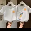 Camiseta de Algodón Puro de Manga Corta para Niños 2026 Verano Más Vendida Estampado de Dibujos Animados Estilo Coreano para Bebé Cuello Redondo Camiseta Básica para Niños y Niñas