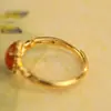 Anillo de Plata 925 para Mujer con Borde Floral, Anillo Étnico Floral Tejido de Ágata Roja Mongola Vintage