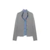 Roupa Casual [Intelectual] Lã Linho Falso Duas Peças Blusa de Tricô Color Block Cardigan Novo Estilo Outono