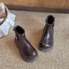 Botas de Piel para Niñas 2026 Otoño Nuevo Estilo Suela Suave Antideslizantes Botas Martin Retro para Niños Estilo Británico Botas Cortas para Niñas Medianas y Grandes