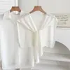 Chal de punto monocromático simple estilo coreano con agujeros, fresco para primavera y verano, con decoración de nudos, adecuado como prenda exterior y como accesorio elegante