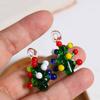 Serie navideña de colores tridimensionales con dibujos animados de árbol de Navidad, colgante de esmalte de colores, accesorios DIY, pulsera, collar, tocado femenino, colgante