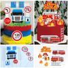 Copyright Bolo Decoração Assando Bolo de Aniversário Desenho Animado Entregar-em Frota de Combate a Incêndio Plug-in Sinal Sinal Caminhão Plug-in Cartão
