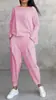 2026 Nuevo Conjunto de Ropa para Mujer de Comercio Exterior Transfronterizo Europeo y Americano, Color Sólido, Cuello Redondo, Manga Larga con Pantalones de Bolsillo para Mujer