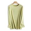 Camiseta Básica de Algodón de Fibra Larga para Mujer, Nueva Camiseta de Manga Larga Casual Suelta de Algodón Líquido de Amoníaco para Otoño e Invierno, Top de Algodón Puro para Mujer