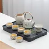 Lujo Ligero de Gama Alta Horno Ru Juego de Té Kung Fu para el Hogar Cerámica China Tetera Taza de Té Bandeja de Té Pequeña Juego de Regalo