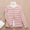 Chaqueta de algodón ligera y cálida para mujer, diseño de cuello redondo, adecuada para uso casual al aire libre, otoño e invierno, estilo corto