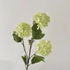 Flor de Hortênsia Artificial de Madeira de Alta Qualidade com 3 Cabeças Bola de Neve Hortênsia de Neve Flor Falsa Decoração de Ornamentos Florais para Sala de Estar Casa
