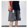 Shorts de Mezclilla con Agujeros Teñidos de Barro Amarillo para Hombre, Moda de Verano, Estilo Americano Moderno, Vibración Retro High Street, Shorts Rectos Holgados