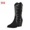 Liu Fu 2026 Otoño/Invierno Nuevas Botas Largas de Talla Grande de Comercio Exterior WISH Amazon Botas de Cuero de Media Pantorrilla para Mujer Europeas y Americanas