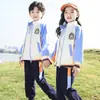 Roupa para Jardim de Infância Primavera, Verão, Outono e Inverno Conjunto Uniforme para Turma 123 para Alunos do Ensino Fundamental Uniforme Escolar para Professores Roupa Esportiva Conjunto de Quatro Peças