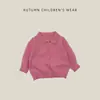Cárdigan de Color Sólido con Cuello Polo para Bebé Niña Estilo Primavera y Otoño para Niños Suéter de Punto con Solapas Ropa Exterior Simple para Niñas Moderna