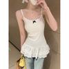 Camisola de Encaje Patchwork Estilo Ballet para Mujer, Verano 2026, Corte Ajustado, Elegante para Superponer, Top sin Mangas