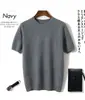 Suéter de cachemira para hombre de manga corta, cuello redondo, otoño e invierno, tejido de panal, lana suelta, suéter ligero de manga corta, venta al por mayor