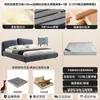 Cama Simple de Tela Dormitorio Principal Doble Respaldo Tapicería Suave Cama Doble Suelo Italiano Tela de Algodón Lino Cama Grande Cama Doble para el Hogar