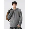 Moletom Nasa American Retro Cor Pura Gola Redonda Primavera e Outono Marca Tendência Malha Solta Tamanho Grande Casual Quente