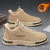 Calzado de Trabajo para Hombre Protección Laboral Invierno Terciopelo Cálido Sitio de Construcción Trabajo Zapatos de Algodón Hombre Antideslizante Resistente al Desgaste Calzado de Trabajo de Caña Media