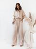 2022 Otoño e invierno transfronterizos europeos y americanos INS Nueva camisa de manga larga suelta con arrugas elásticas pantalones de pierna ancha traje casual para mujeres