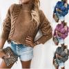 Suéter Amazon 2025 Outono e Inverno Suéter Europeu e Americano Cor Sólida Gola Alta Manga Longa Suéter Casual Suéter Cruzado Roupas Femininas