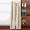 Pantalones de Punto de Cachemira Versátiles de Otoño e Invierno con Costura Central para Hombre, Elegantes, con Cordones, Rectos, Caídos, Sueltos, Casuales