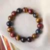 Pulsera Ojo de Tigre Azul Pavo Real Ojo de Tigre Azul Deslumbrante Ópalo de Madera Azul Cielo Pulsera Ojo de Tigre Ojo de Gato Pulsera Azul de Ojo de Tigre