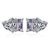 Pendientes de botón Xindeyi S925 Plata de Ley para Mujer, Estilo Princesa Simple de Gama Alta, Cuadrados de Esquina con Corazón, Moissanita, En Stock