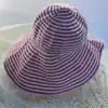 Nuevo sombrero de pescador a rayas blancas y negras transfronterizo para mujer, sombrero de sol plegable de verano, sombrero de ala ancha a la moda, sombrero tipo cubo