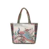 Bolsa de Lona para Llevar Lonchera, Bolso de Mamá, Bolsa para el Almuerzo para el Trabajo y Salidas, Bolso de Mano de Moda Bordado para Mujer