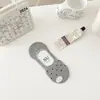 Meias Femininas de Verão Finas de Algodão com Bolinhas, Antiderrapantes, Respiráveis, Baixo Corte, Meias Invisíveis Cinzas
