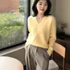 Suéter de lana cepillada con cuello redondo estilo perezoso para mujer, otoño invierno, nuevo, suave, holgado, color liso, jersey de punto base para mujer