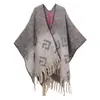 Xale de Mohair Espesso Personalizado para Comércio Exterior no Inverno, Estilo Europeu e Americano Outono e Inverno Fio de Laço Jacquard de Poliéster Xale com Letras