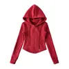 Jaqueta Moletom com Capuz Estilo Americano Menina Picante 2025 Outono Novo Sexy Slim-Fit