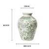 Vaso de Porcelana Azul e Branco de Jingdezhen, Vaso de Melão de Inverno Cerâmico Estilo Chinês, Recipiente para Arranjo de Flores, Decoração de Entrada de Sala de Estar, Ornamento de Porcelana