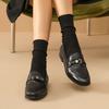 26 Zapatos Retro para Mujer con Punta Redonda, Piel de Vaca, Tacón Grueso, Nuevo Estilo Commuter de Principios de Primavera, Mocasines de Boca Profunda, Suela Suave, Tacón Bajo