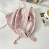 Pañuelo pequeño cuadrado de algodón y lino con borlas de 58 cm Protector de cuello Bufanda suave Pañuelo decorativo para la cabeza Pañuelo floral Retro Pequeño Fresco