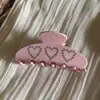 Presilha de Garra de Acetato Doce para Meninas Francesas Feminina 2026 Nova Pequena de Nicho Toque de Luxo Presilha de Cabelo com Strass em Forma de Coração Presilha de Tubarão